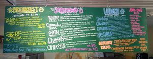 Menu board at The Wake & Take in Arroyo Seco