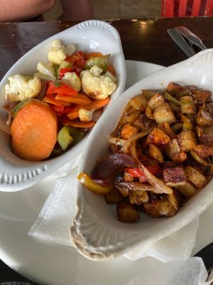 Mojo veg and 3 potato hash at Eldorado in Austin