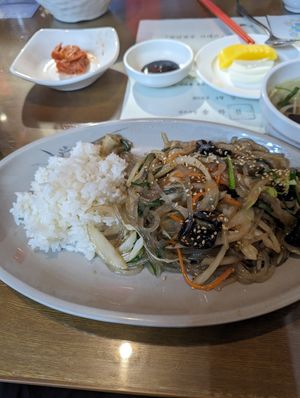 Japchae with rice! Also comes with soup (not in photo) at Jin Mi - 진미 in Jeonju