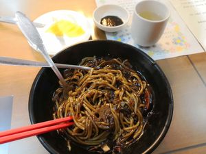 Jajangmyeon - noodles with black bean sauce at Jin Mi - 진미 in Jeonju