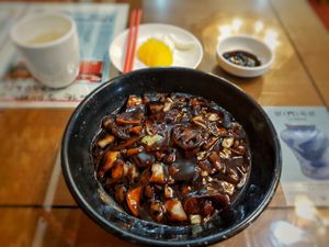 Jjajangmyeon. It was so good but be prepared of slippery noodles while eating with chopsticks😂 at Jin Mi - 진미 in Jeonju