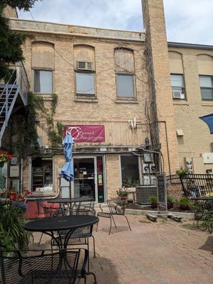 Back patio area at Brewed Awakenings in Appleton