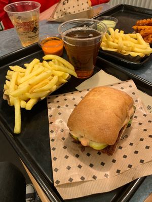 vegan burger and fries at Swing Kitchen - Laupenstraße in Bern