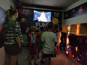 The airlock. The briefing area. at FunSpace Lasergame in Nijmegen
