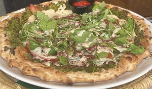 Falafel “pizza"  at Izz Cafe in Cork