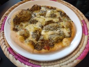 Manooshet zaatar & cheese at Izz Cafe in Cork