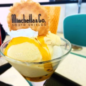 Peach and passion fruit- award winning and we cd taste why! at Minchella & Co - Sea Road in South Shields