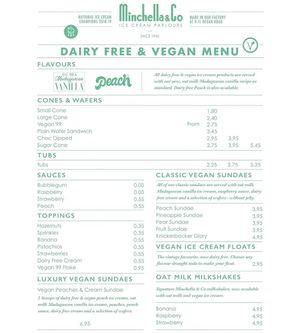 Vegan menu - social media  at Minchella & Co - Sea Road in South Shields