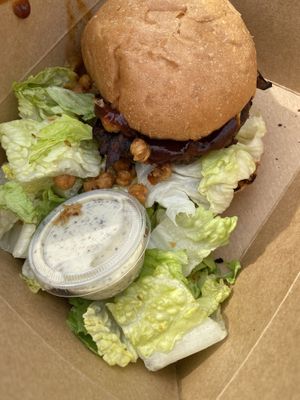 Giddy Up Burger with Side Caesar Salad  at Tasty Harmony in Fort Collins