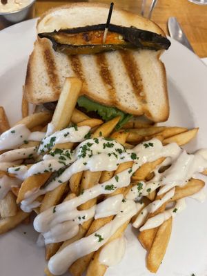 Gluten Free Burger and friess  at Tasty Harmony in Fort Collins