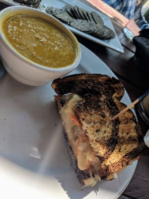 Lunch special -- 1/2 reuben with the yelloet lentil soup at Tasty Harmony in Fort Collins