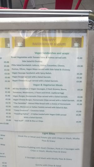Vegan main options  at Trinity Bakehouse in Wakefield