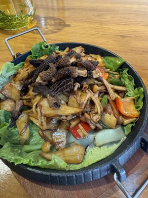 Expensive, hot plate fungi  at A Lotus on the Water 清水荷花 - 文殊坊店 in Chengdu