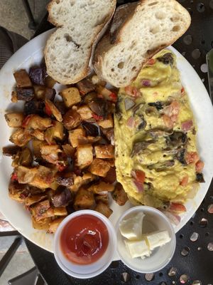 Vegan mushroom omelette  at Urth Caffe in Los Angeles