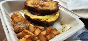 Vegan breakfast sandwich at Rowley Inn in Cleveland