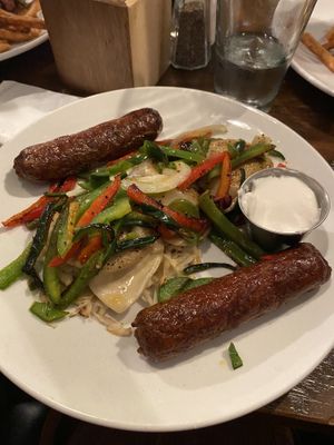 Vegan kielbasa & pierogis   at Rowley Inn in Cleveland