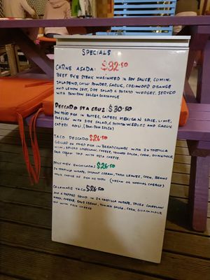 Specials Board at La Casita in Rarotonga