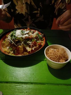 Nachos with mexican rice was delicious. Apprecaited the vegan cheese and sour cream made from coconut at La Casita in Rarotonga
