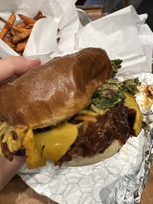 Jackfruit pretzel burger  at Grandeur in Oakland