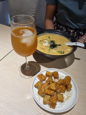 Kusa Ramen, Kombucha, and Curry Tempeh at Kusa Japanese Vegan- Bukit Bintang in Kuala Lumpur