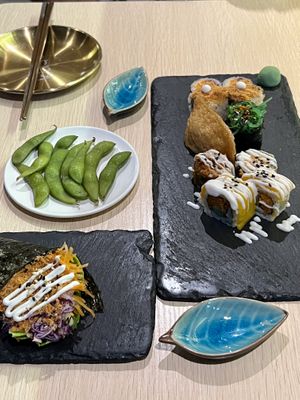 Selection of small plates/sushi   at Kusa Japanese Vegan- Bukit Bintang in Kuala Lumpur