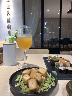 The tofu and passion fruit drink was great  at Kusa Japanese Vegan- Bukit Bintang in Kuala Lumpur