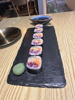 Small rainbow maki  at Kusa Japanese Vegan- Bukit Bintang in Kuala Lumpur