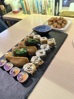 20 piece platter + popcorn mushroom   at Kusa Japanese Vegan- Bukit Bintang in Kuala Lumpur
