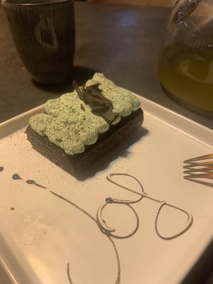 Looooved their green tea cake!  at Kusa Japanese Vegan- Bukit Bintang in Kuala Lumpur