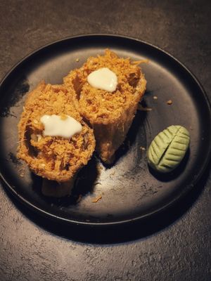 Sushi Kitchen Inari with vegan mayo and wasabi at Kusa Japanese Vegan- Bukit Bintang in Kuala Lumpur