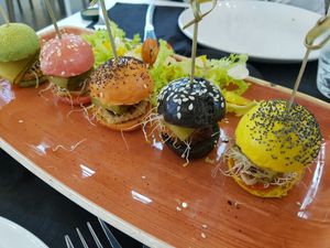 Colourful tofu burgers at Green Panda in Malaga