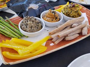 Trio of hummus at Green Panda in Malaga