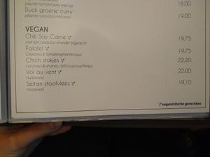 5 vegan main courses, they also serve smaller vegan bites and desserts. at Brasserie de Kolonie  in Antwerpen