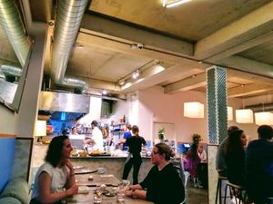 Open kitchen onto dining area at Morito in East London