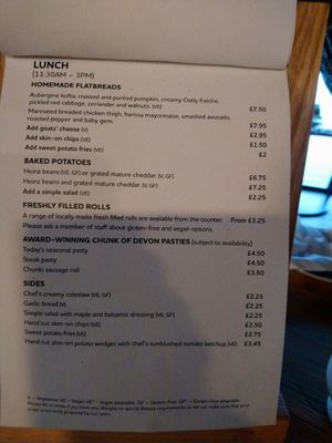 Feb 2022 menu at The Donkey Sanctuary in Sidmouth