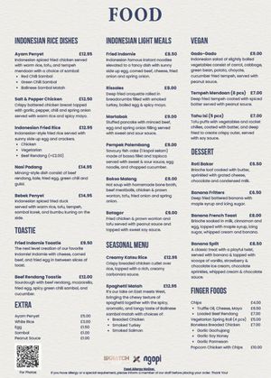 Screenshot of menu at Ngopi in Birmingham