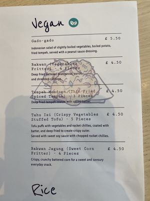 A photo of their vegan options 🌱  at Ngopi in Birmingham