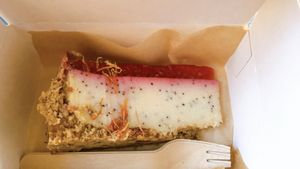 coconut cheesecake with jelly at Drukarnia in Gdansk
