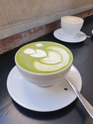 Matcha with pea milk at Drukarnia in Gdansk