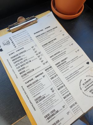Menu at Drukarnia in Gdansk