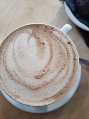 Hot chocolate with pea milk at Drukarnia in Gdansk