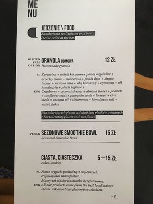 Part of menu at Drukarnia in Gdansk