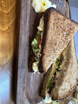 Toasted tomato, hummus and olive sandwich   at Zen Cafe in Mumbai