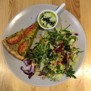 Quiche with salad at Yummy Mummy Vegan Bistro in Berlin