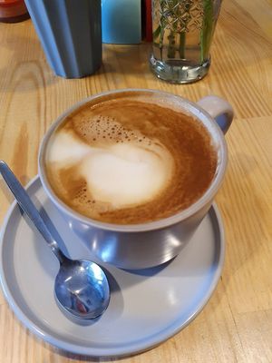 Cappuccino with soy milk at Yummy Mummy Vegan Bistro in Berlin