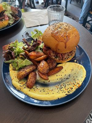 Jackfruit burger  at Monkey Mood in Bordeaux