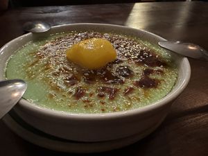 Pandan crème brûlée   at Monkey Mood in Bordeaux