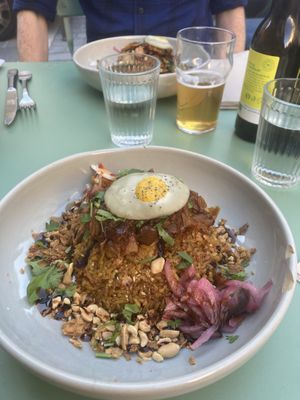 Nasi goreng - look at that vegan egg!   at Monkey Mood in Bordeaux