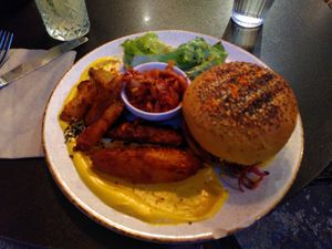 Jackfruit burger with homemade kimchi at Monkey Mood in Bordeaux