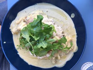 Risotto with mushroom, aragula and a peppery sauce at Monkey Mood in Bordeaux